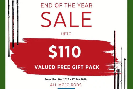 Mojo Surfcasting rods end of year sale with up to $110 discount and free gift pack, New Zealand fishing gear